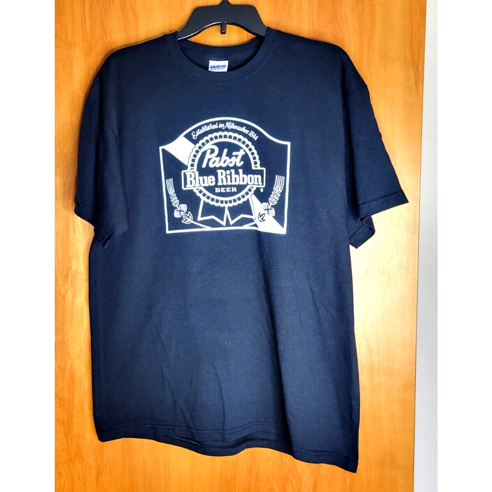 Pabst Blue Ribbon T‑Shirt Large Black Milwaukee Beer Logo Short Sleeve Tee NWOT